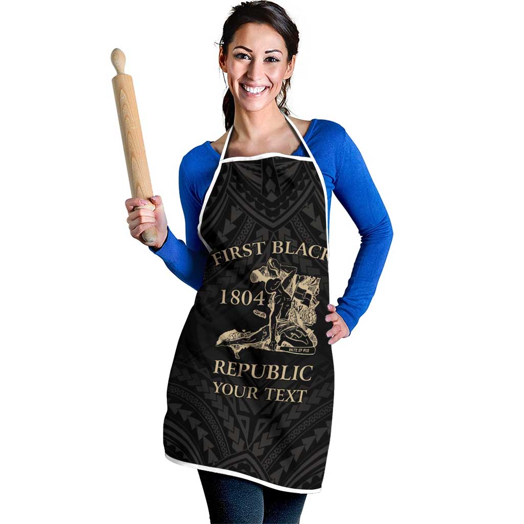 Personalized Haiti First Black Republic Apron Negre Marron With Map And Flag - Polynesian Pride