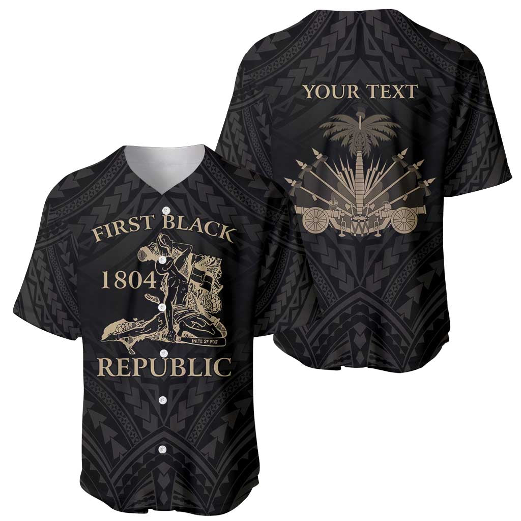 Personalized Haiti First Black Republic Baseball Jersey Negre Marron With Map And Flag