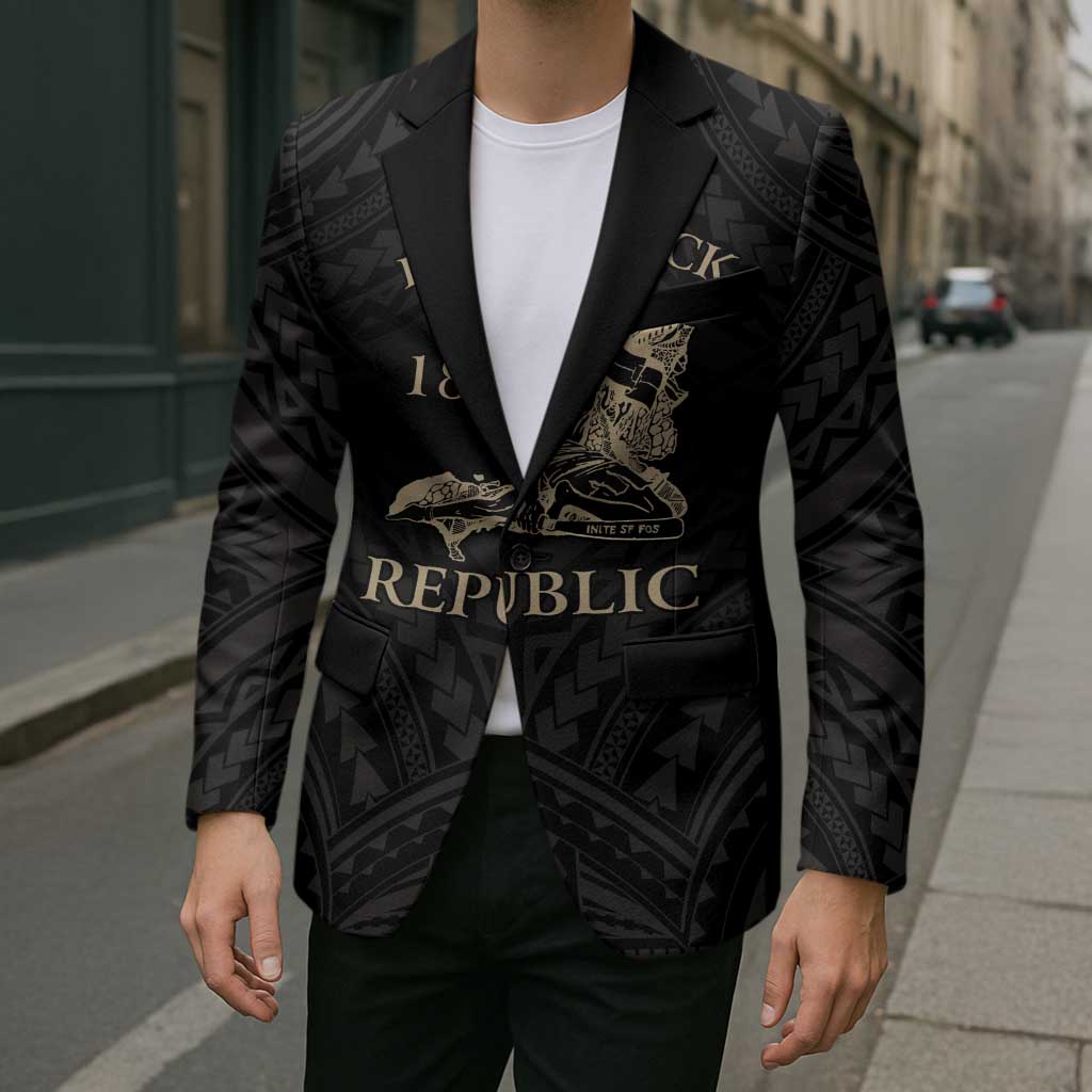 Personalized Haiti First Black Republic Blazer Negre Marron With Map And Flag - Polynesian Pride