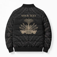 Personalized Haiti First Black Republic Bomber Puffer Jacket Negre Marron With Map And Flag - Polynesian Pride