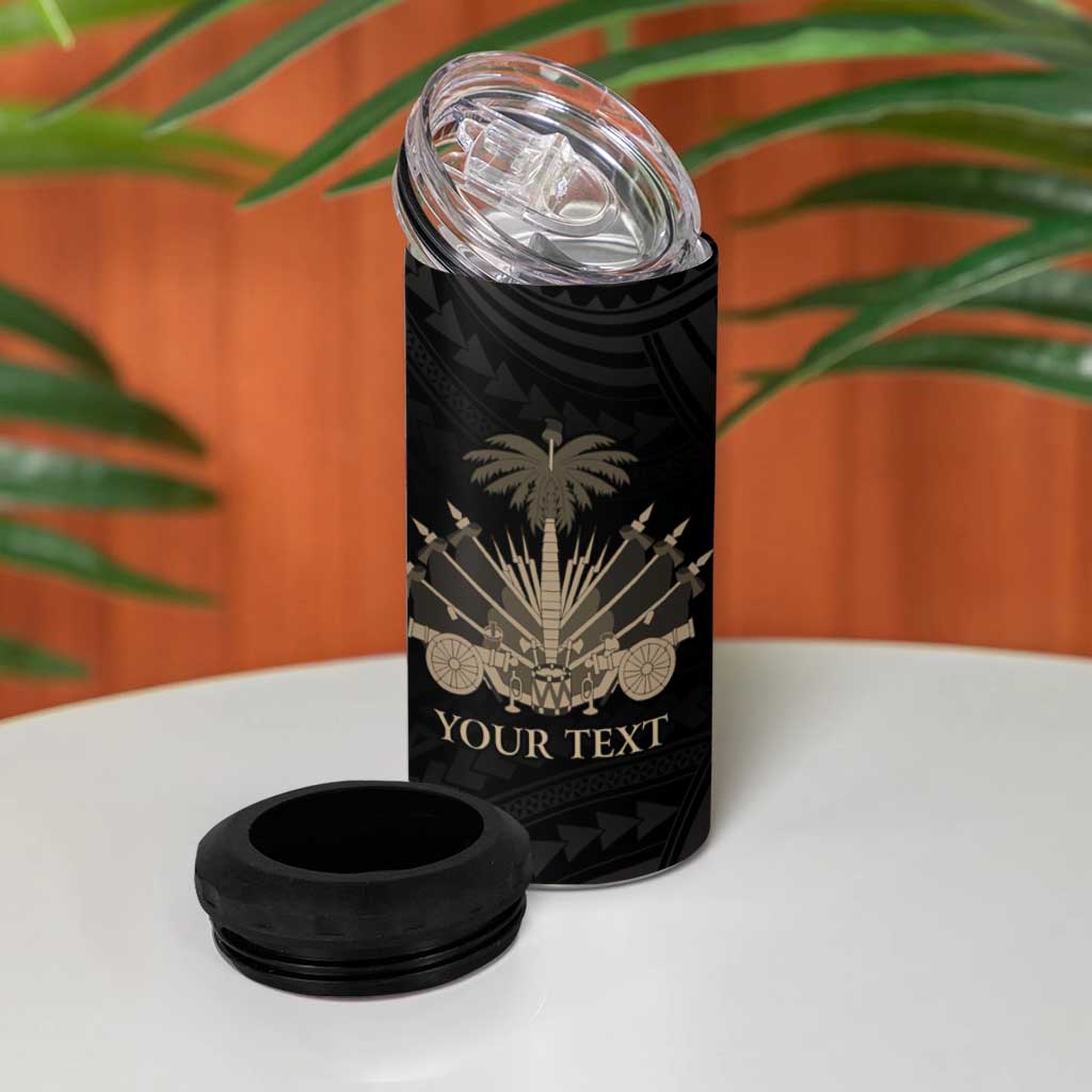 Personalized Haiti First Black Republic 4 in 1 Can Cooler Tumbler Negre Marron With Map And Flag