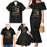 Personalized Haiti First Black Republic Family Matching Mermaid Dress and Hawaiian Shirt Negre Marron With Map And Flag LT9 - Polynesian Pride