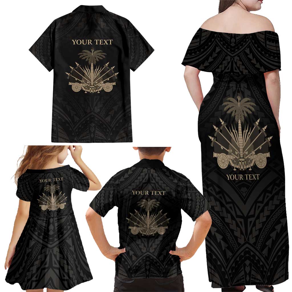 Personalized Haiti First Black Republic Family Matching Off Shoulder Maxi Dress and Hawaiian Shirt Negre Marron With Map And Flag LT9 - Polynesian Pride