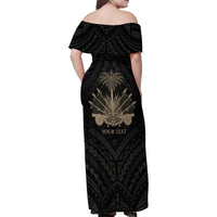 Personalized Haiti First Black Republic Family Matching Off Shoulder Maxi Dress and Hawaiian Shirt Negre Marron With Map And Flag LT9 - Polynesian Pride