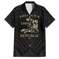 Personalized Haiti First Black Republic Family Matching Off Shoulder Short Dress and Hawaiian Shirt Negre Marron With Map And Flag LT9 Dad's Shirt - Short Sleeve Black - Polynesian Pride