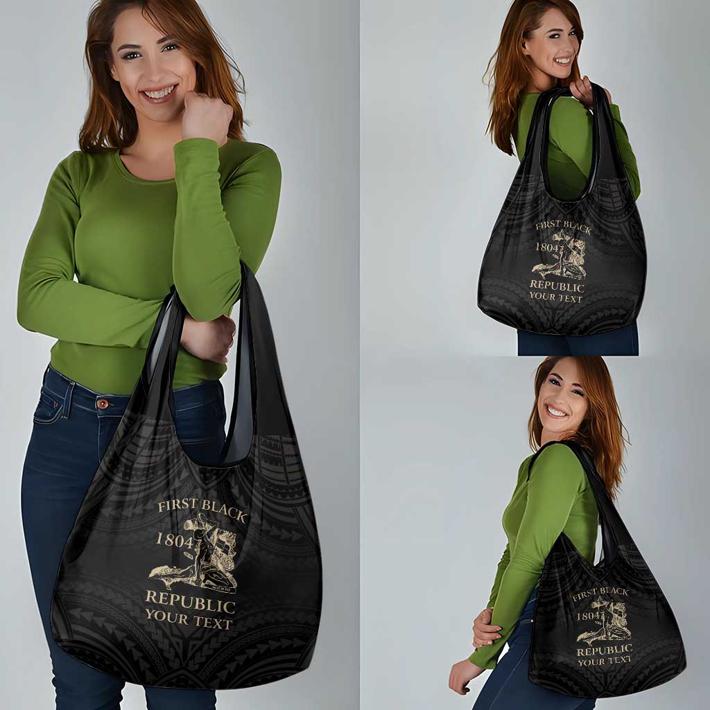 Personalized Haiti First Black Republic Grocery Bag Negre Marron With Map And Flag