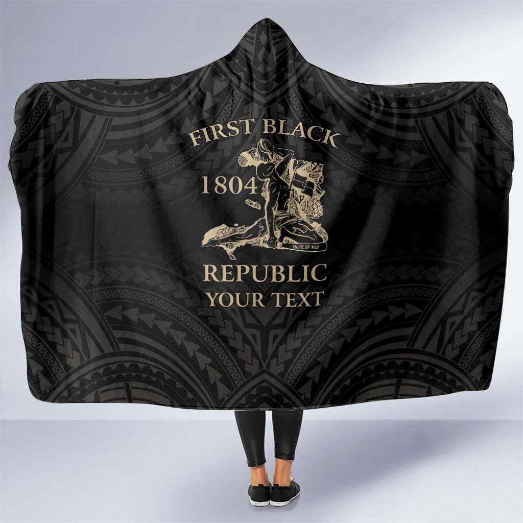 Personalized Haiti First Black Republic Hooded Blanket Negre Marron With Map And Flag LT9 One Size Black - Polynesian Pride