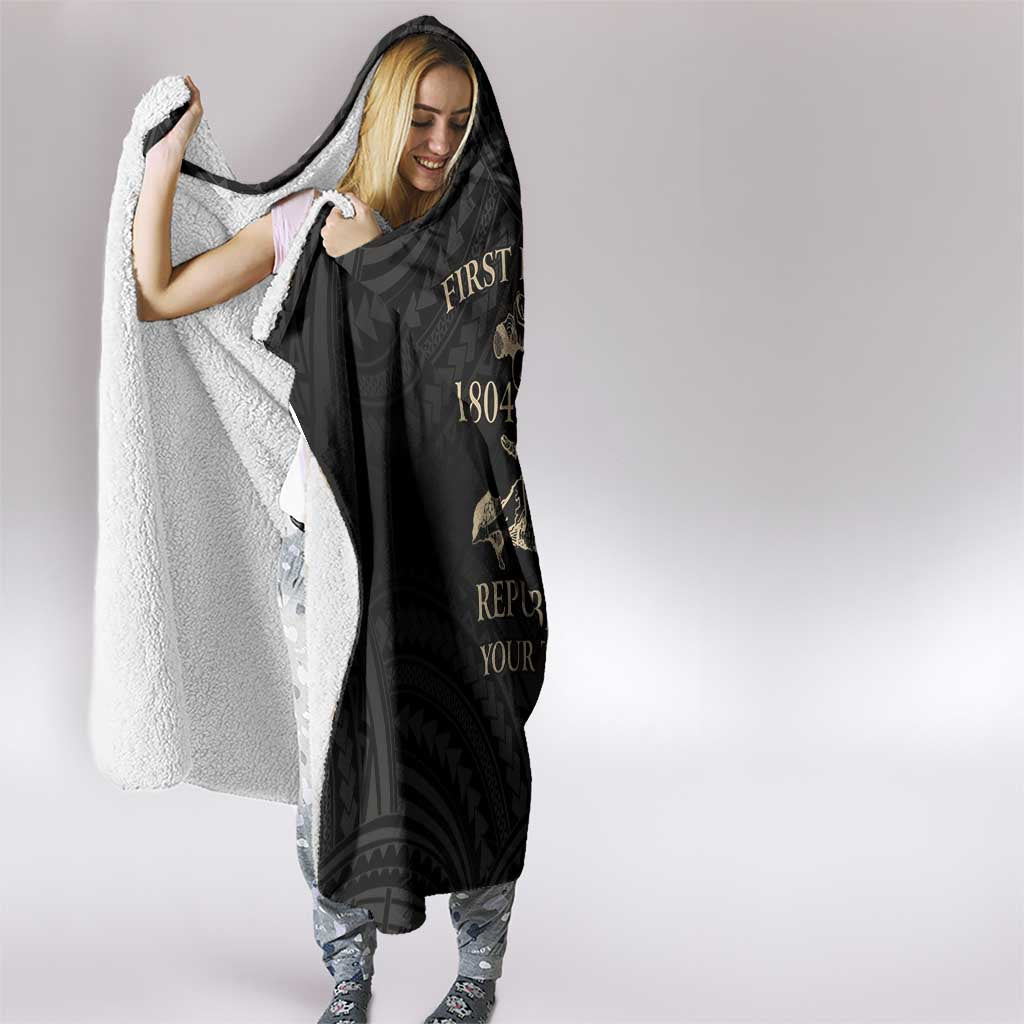 Personalized Haiti First Black Republic Hooded Blanket Negre Marron With Map And Flag
