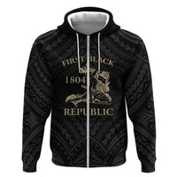 Personalized Haiti First Black Republic Hoodie Negre Marron With Map And Flag LT9 Zip Hoodie Black - Polynesian Pride