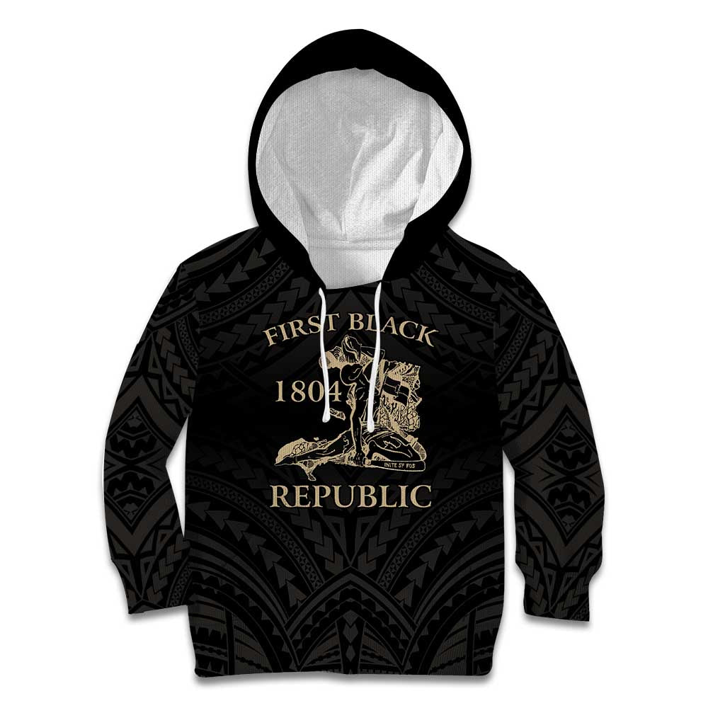 Personalized Haiti First Black Republic Kid Hoodie Negre Marron With Map And Flag