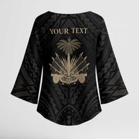 Personalized Haiti First Black Republic Kimono Sleeve Blouse Negre Marron With Map And Flag - Polynesian Pride