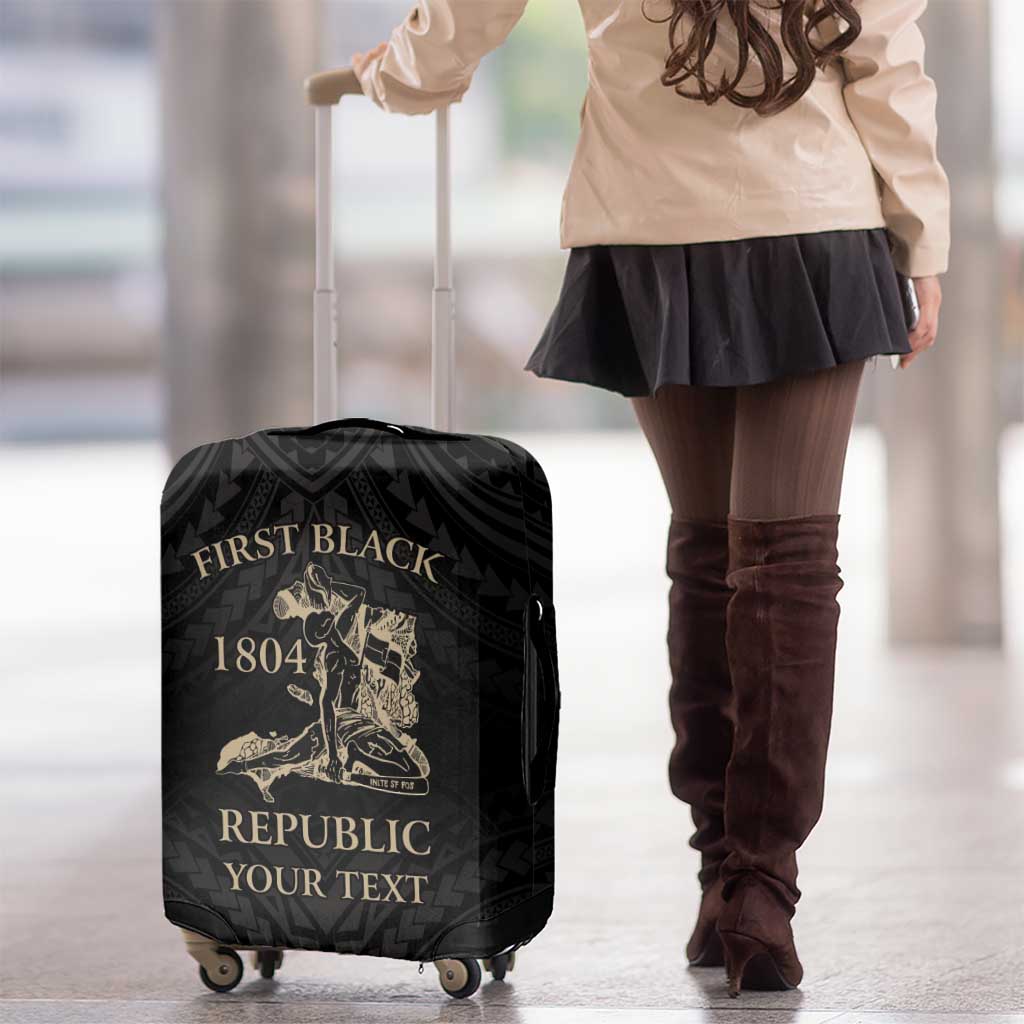 Personalized Haiti First Black Republic Luggage Cover Negre Marron With Map And Flag