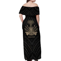 Personalized Haiti First Black Republic Off Shoulder Maxi Dress Negre Marron With Map And Flag