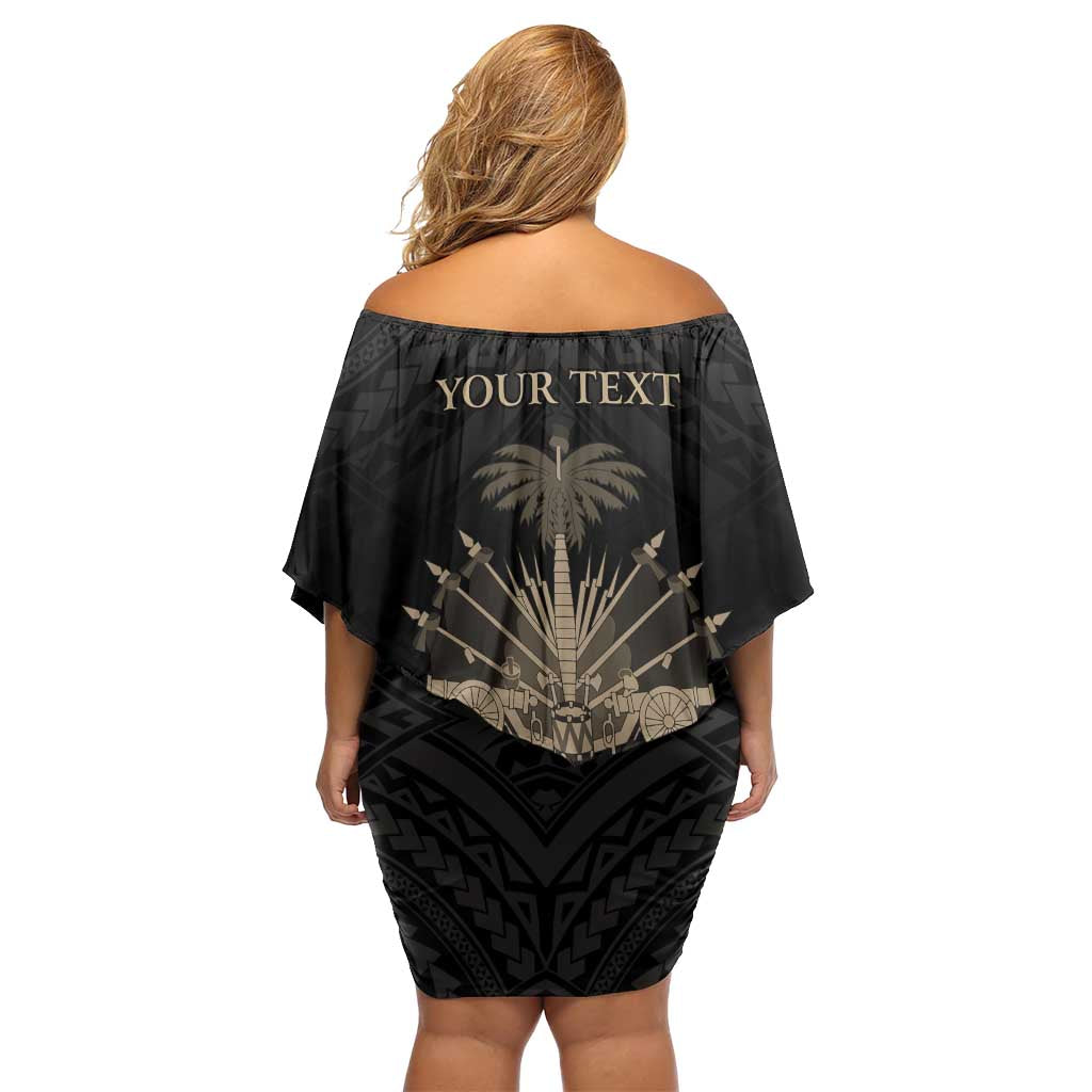 Personalized Haiti First Black Republic Off Shoulder Short Dress Negre Marron With Map And Flag