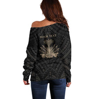 Personalized Haiti First Black Republic Off Shoulder Sweater Negre Marron With Map And Flag LT9 - Polynesian Pride