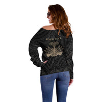 Personalized Haiti First Black Republic Off Shoulder Sweater Negre Marron With Map And Flag LT9 - Polynesian Pride