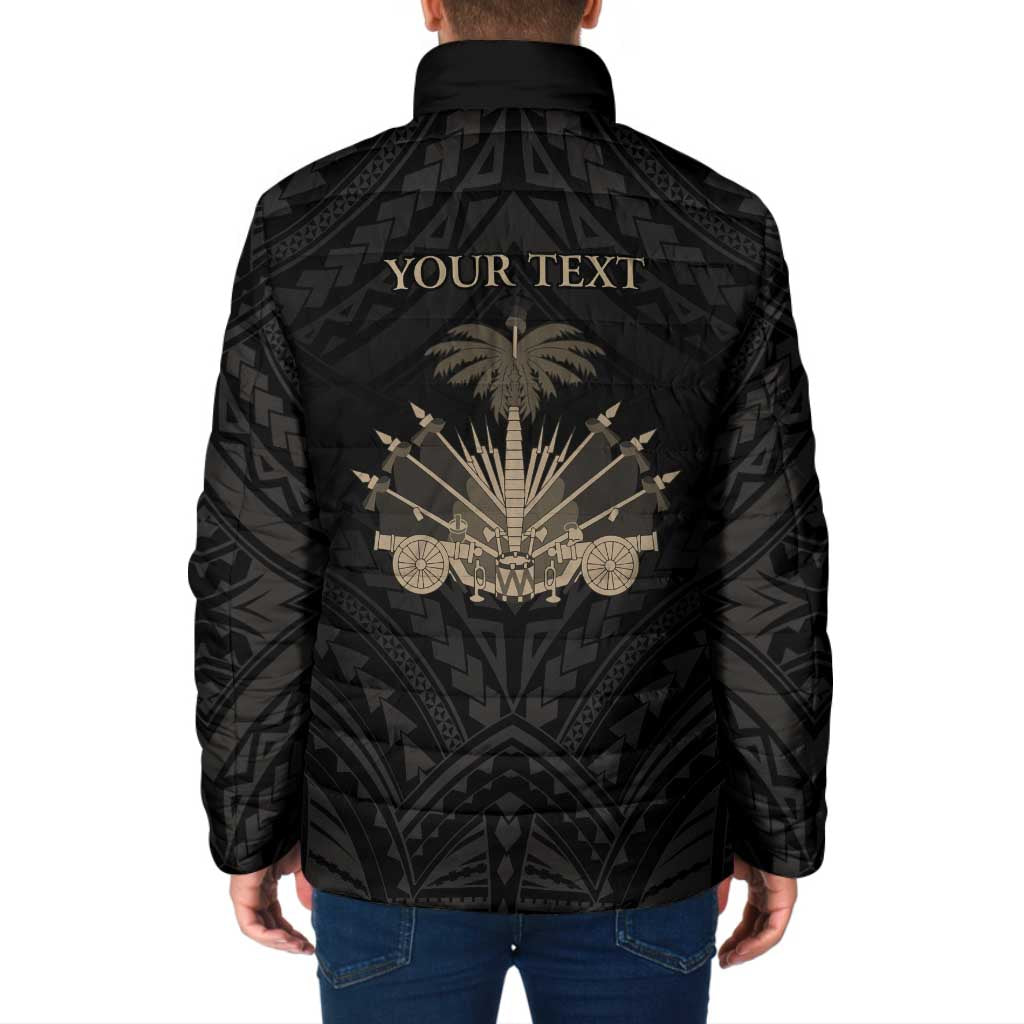 Personalized Haiti First Black Republic Padded Jacket Negre Marron With Map And Flag - Polynesian Pride