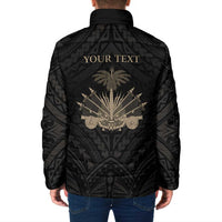 Personalized Haiti First Black Republic Padded Jacket Negre Marron With Map And Flag - Polynesian Pride
