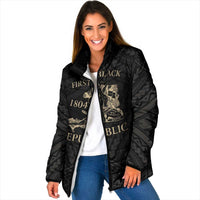Personalized Haiti First Black Republic Padded Jacket Negre Marron With Map And Flag - Polynesian Pride