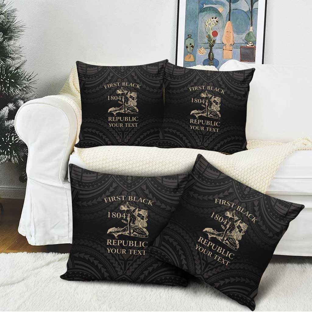 Personalized Haiti First Black Republic Pillow Cover Negre Marron With Map And Flag - Polynesian Pride