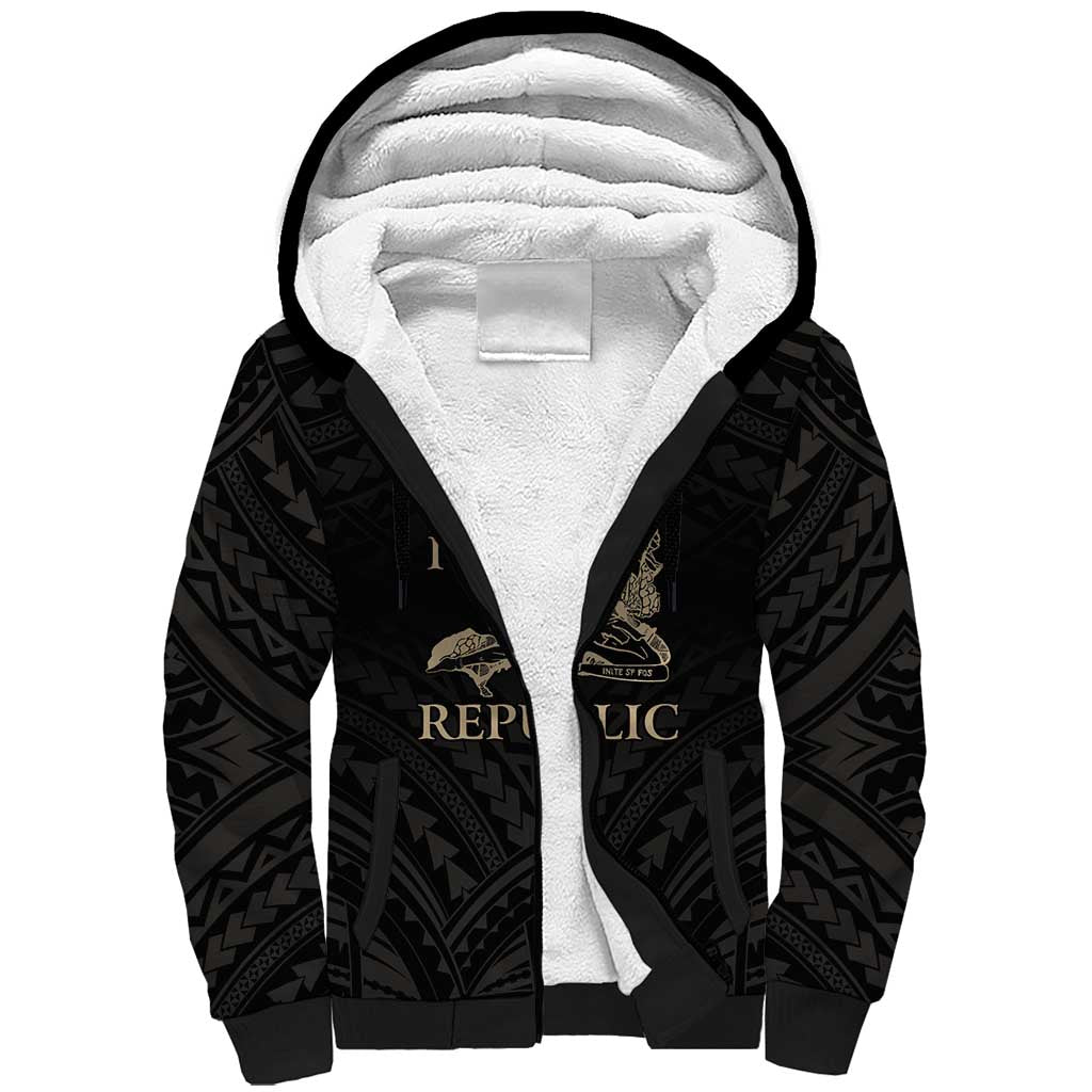 Personalized Haiti First Black Republic Sherpa Hoodie Negre Marron With Map And Flag