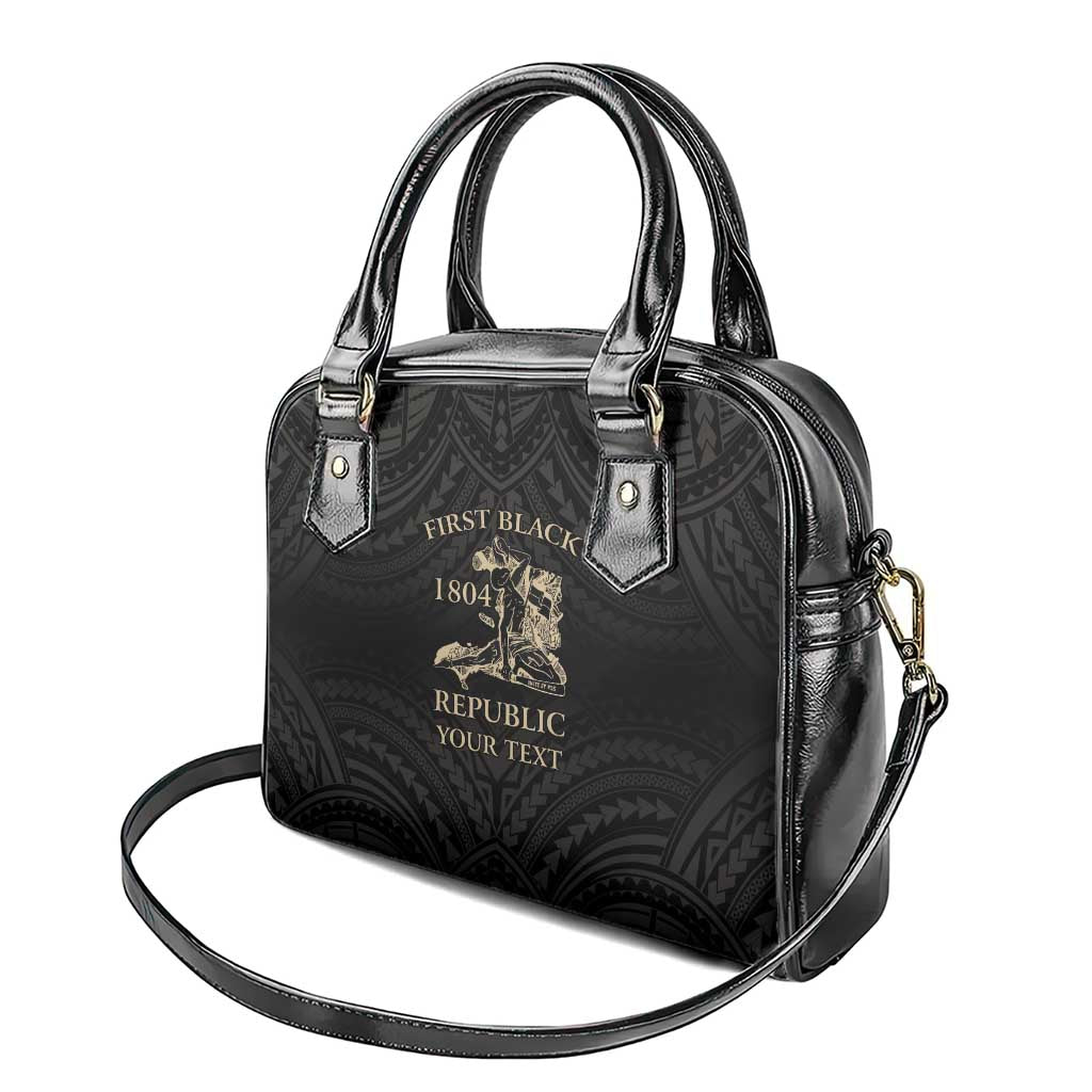 Personalized Haiti First Black Republic Shoulder Handbag Negre Marron With Map And Flag