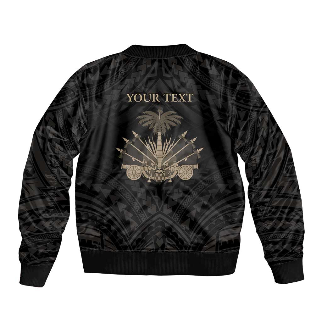 Personalized Haiti First Black Republic Sleeve Zip Bomber Jacket Negre Marron With Map And Flag