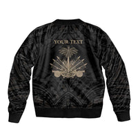 Personalized Haiti First Black Republic Sleeve Zip Bomber Jacket Negre Marron With Map And Flag