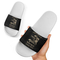 Personalized Haiti First Black Republic Slide Sandals Negre Marron With Map And Flag - Polynesian Pride