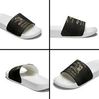 Personalized Haiti First Black Republic Slide Sandals Negre Marron With Map And Flag - Polynesian Pride