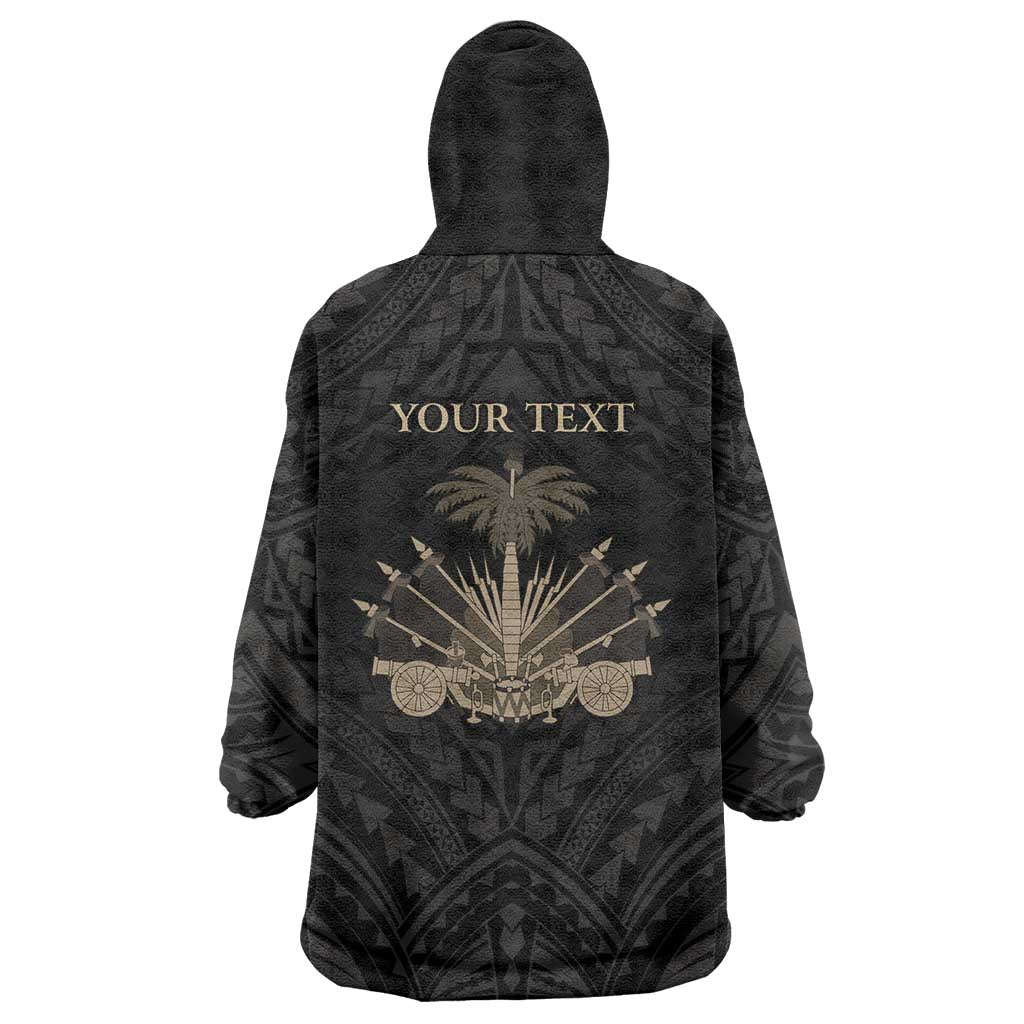 Personalized Haiti First Black Republic Wearable Blanket Hoodie Negre Marron With Map And Flag