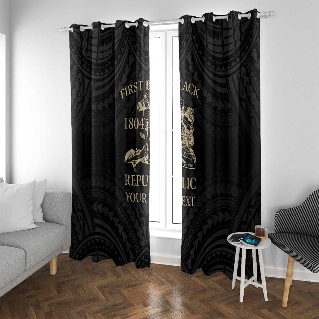 Personalized Haiti First Black Republic Window Curtain Negre Marron With Map And Flag