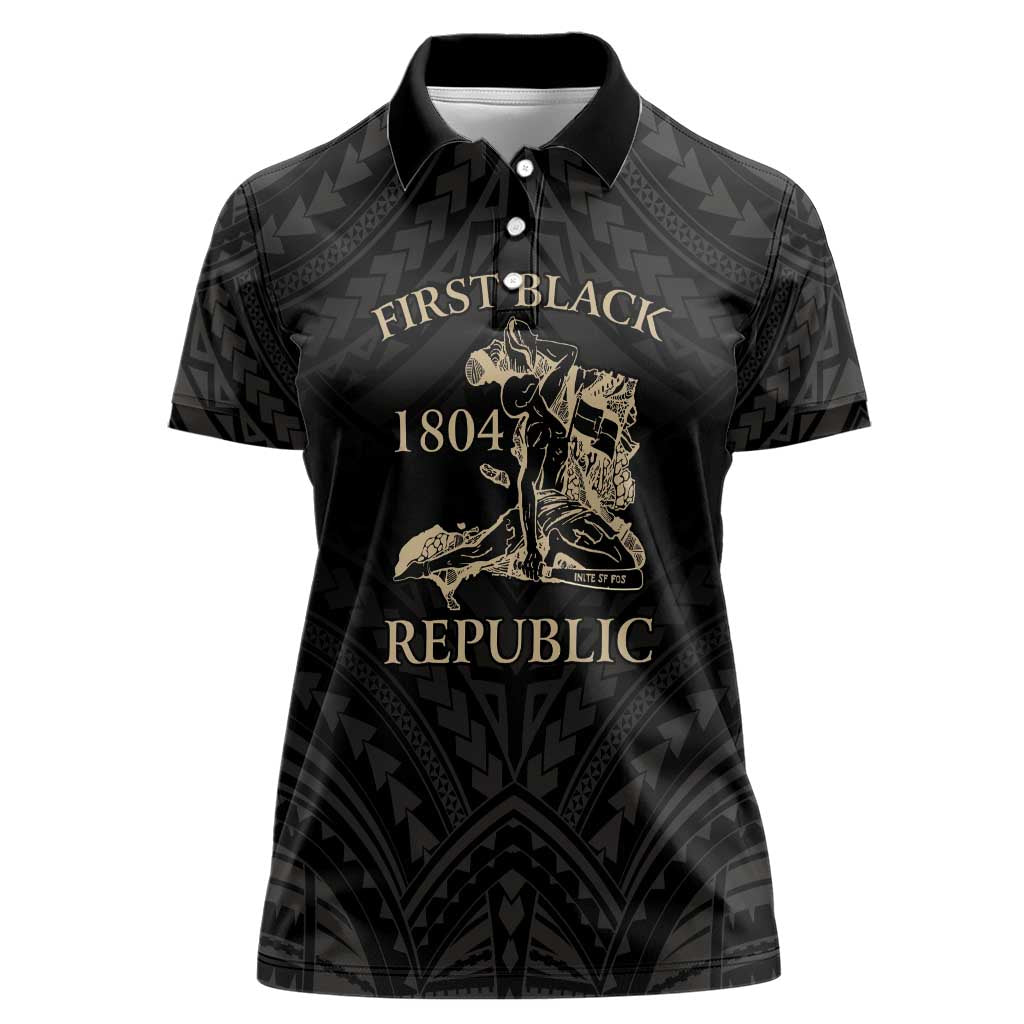Personalized Haiti First Black Republic Women Polo Shirt Negre Marron With Map And Flag