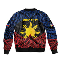 Personalized Philippines Bomber Jacket Polynesian Tribal Tattoo with Filipino Flag Motif