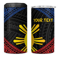 Personalized Philippines 4 in 1 Can Cooler Tumbler Polynesian Tribal Tattoo with Filipino Flag Motif LT9 One Size: 16 oz Black - Polynesian Pride