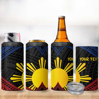 Personalized Philippines 4 in 1 Can Cooler Tumbler Polynesian Tribal Tattoo with Filipino Flag Motif LT9 - Polynesian Pride