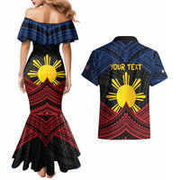 Personalized Philippines Couples Matching Mermaid Dress and Hawaiian Shirt Polynesian Tribal Tattoo with Filipino Flag Motif LT9 - Polynesian Pride