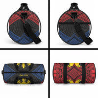 Personalized Philippines Duffle Bag Polynesian Tribal Tattoo with Filipino Flag Motif