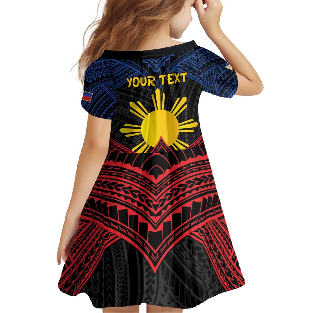 Personalized Philippines Family Matching Long Sleeve Bodycon Dress and Hawaiian Shirt Polynesian Tribal Tattoo with Filipino Flag Motif LT9 - Polynesian Pride