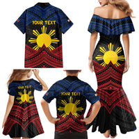 Personalized Philippines Family Matching Mermaid Dress and Hawaiian Shirt Polynesian Tribal Tattoo with Filipino Flag Motif LT9 - Polynesian Pride