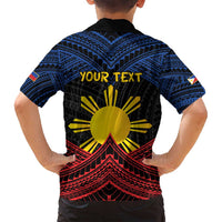 Personalized Philippines Family Matching Off Shoulder Short Dress and Hawaiian Shirt Polynesian Tribal Tattoo with Filipino Flag Motif LT9 - Polynesian Pride