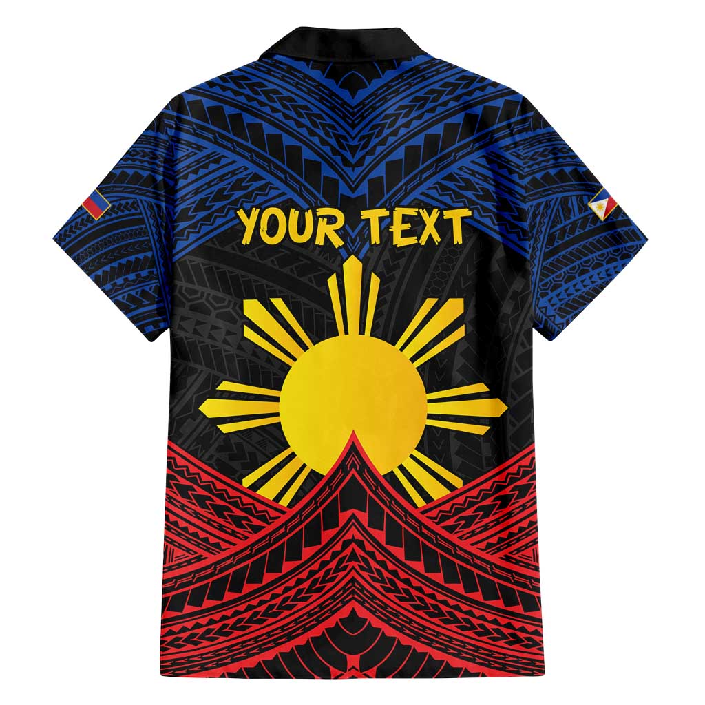 Personalized Philippines Family Matching Off Shoulder Short Dress and Hawaiian Shirt Polynesian Tribal Tattoo with Filipino Flag Motif LT9 - Polynesian Pride