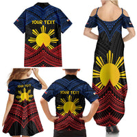 Personalized Philippines Family Matching Summer Maxi Dress and Hawaiian Shirt Polynesian Tribal Tattoo with Filipino Flag Motif LT9 - Polynesian Pride