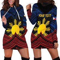 Personalized Philippines Hoodie Dress Polynesian Tribal Tattoo with Filipino Flag Motif LT9 - Polynesian Pride