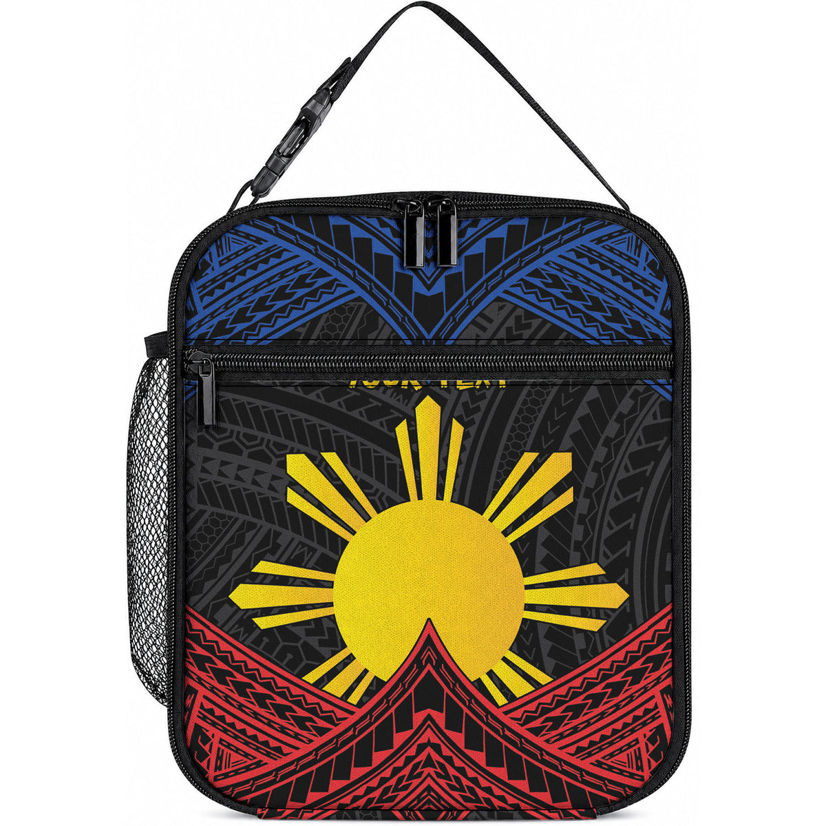 Personalized Philippines Lunch Bag Polynesian Tribal Tattoo with Filipino Flag Motif