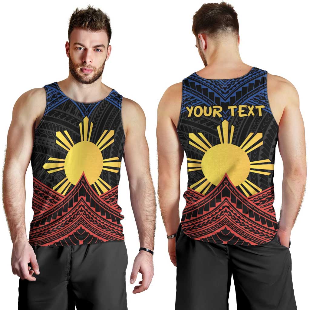 Personalized Philippines Men Tank Top Polynesian Tribal Tattoo with Filipino Flag Motif LT9 - Polynesian Pride