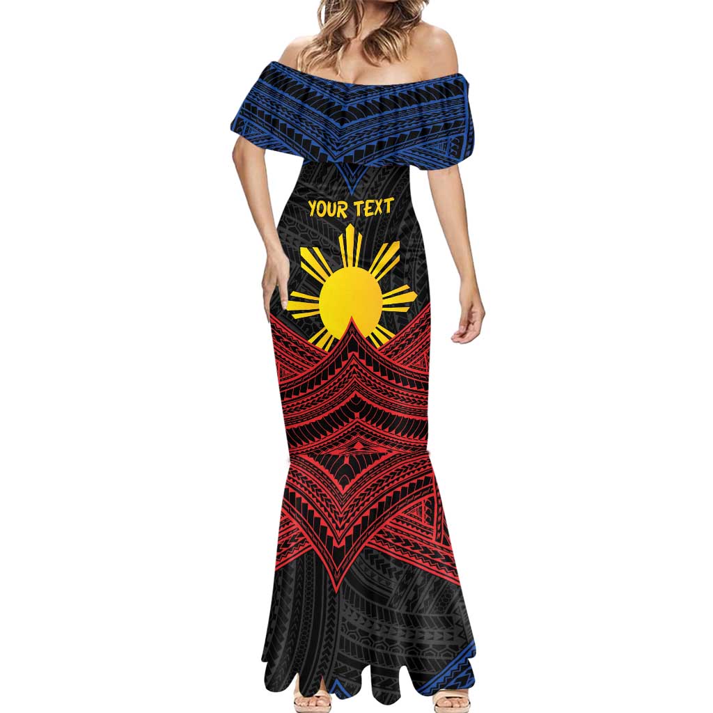 Personalized Philippines Mermaid Dress Polynesian Tribal Tattoo with Filipino Flag Motif LT9 - Polynesian Pride