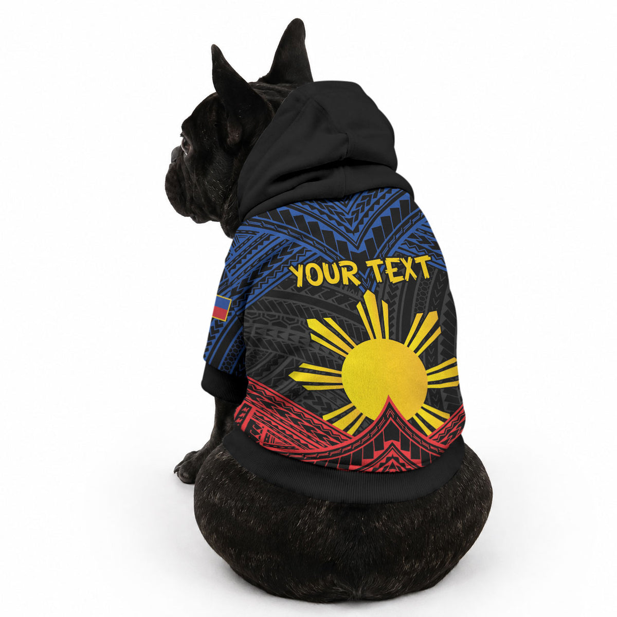 Personalized Philippines Pet Hoodie Polynesian Tribal Tattoo with Filipino Flag Motif