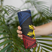 Personalized Philippines Skinny Tumbler Polynesian Tribal Tattoo with Filipino Flag Motif LT9 - Polynesian Pride