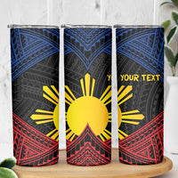 Personalized Philippines Skinny Tumbler Polynesian Tribal Tattoo with Filipino Flag Motif LT9 - Polynesian Pride